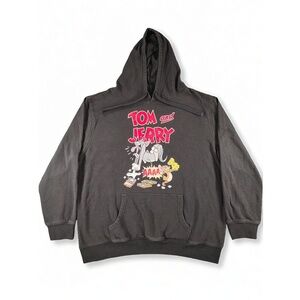 Tom and Jerry Graphic Pullover Hoodie XL Cotton Blend Streetwear Retro